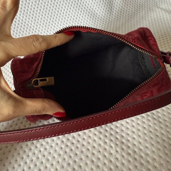 Rare FENDI Zucchino Barrel Pochette Red - Picture 3 of 12